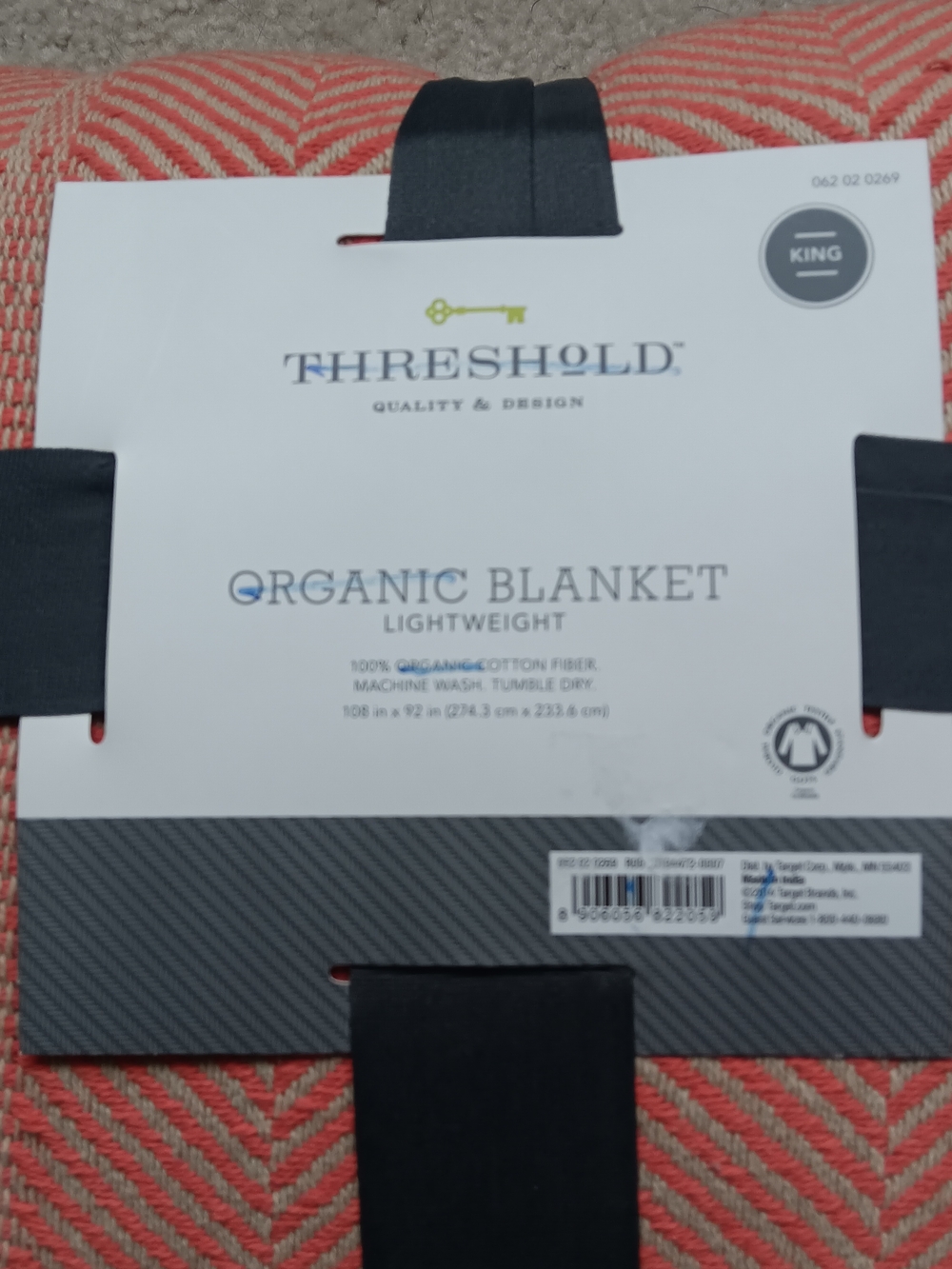 Target Coral & Cream Herringbone Throw Blanket - Picture 4 of 4